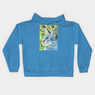 Blue cat face Kids Hoodie